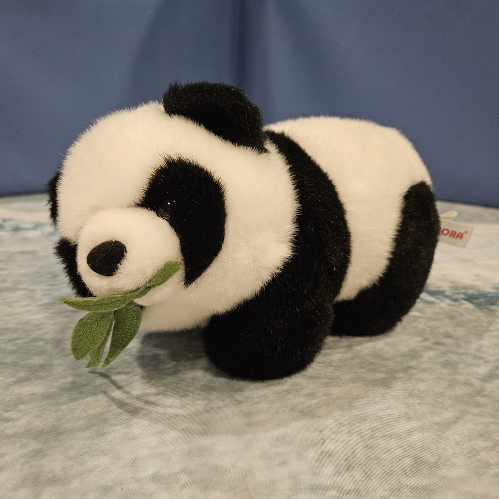Aurora Panda Bear Plush 10" Black White Stuffed Animal Bamboo Cute